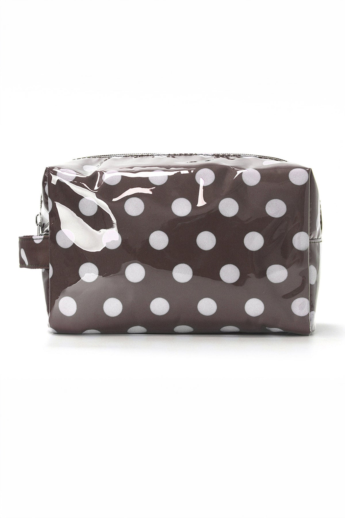 Orange Durable PVC Polka Dot Makeup Bag