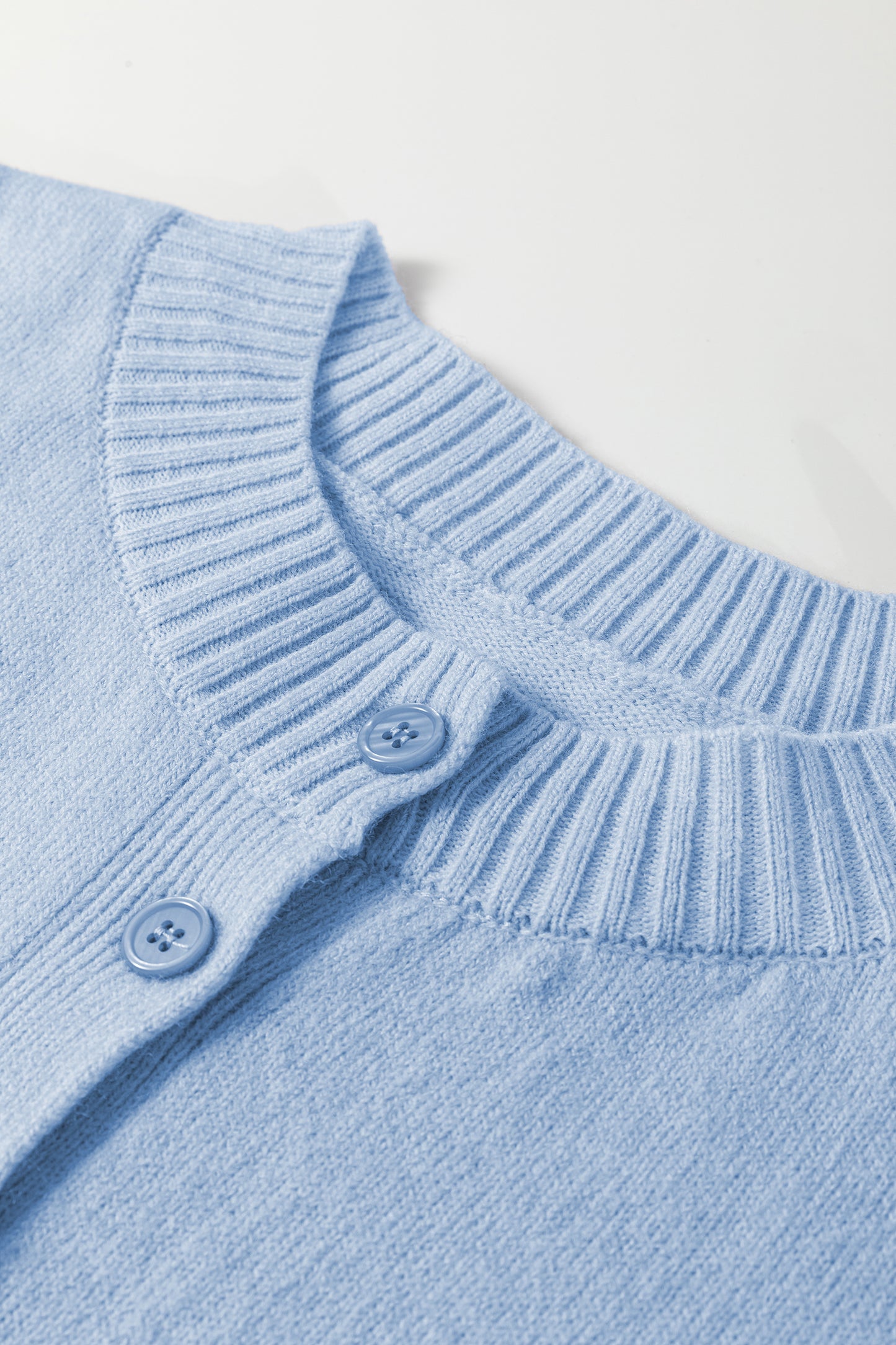 Beau Blue 3/4 Sleeve Boxy Knit Button Down Sweater Cardigan