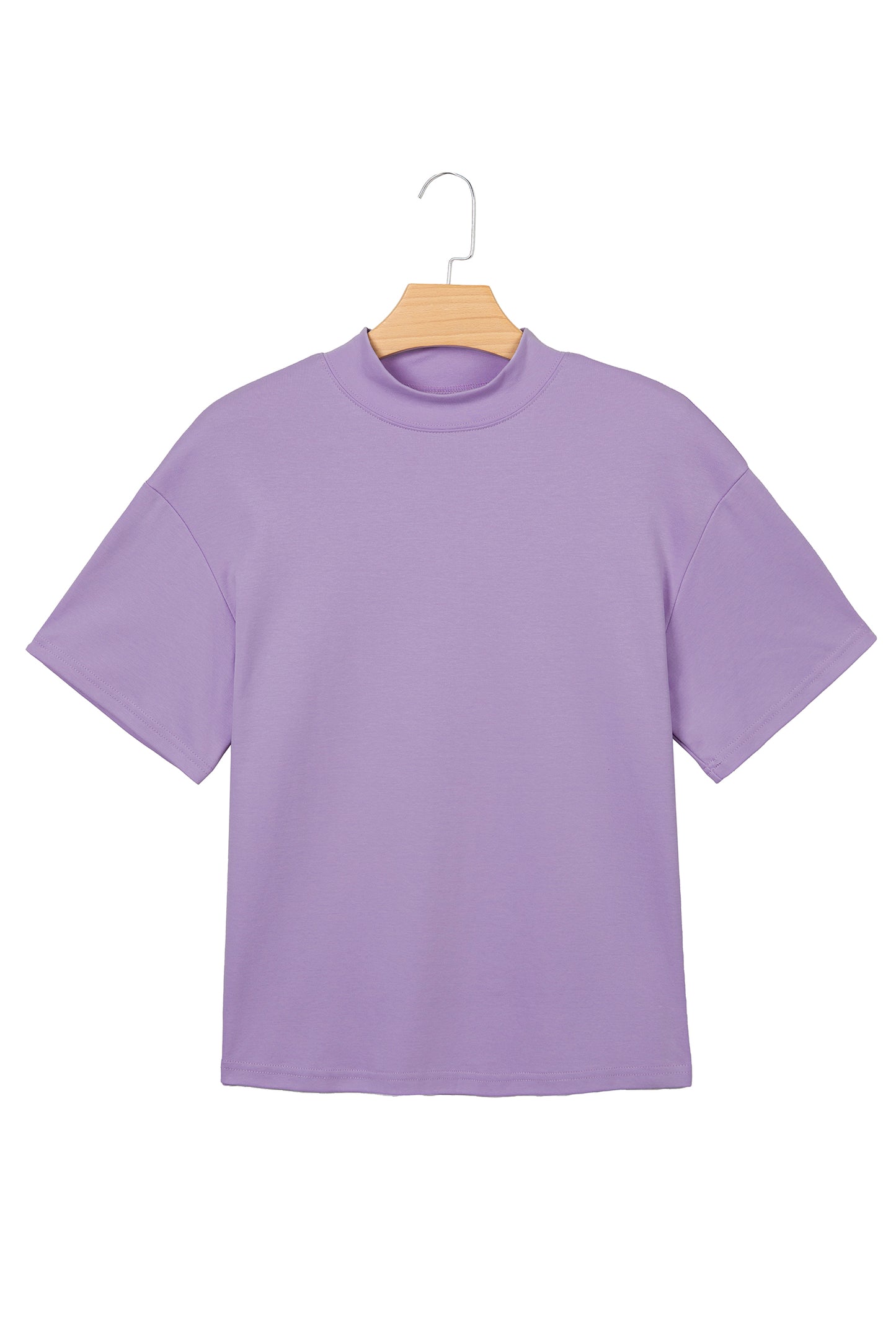 Dark Blue Solid Color High Neck Oversize Tee
