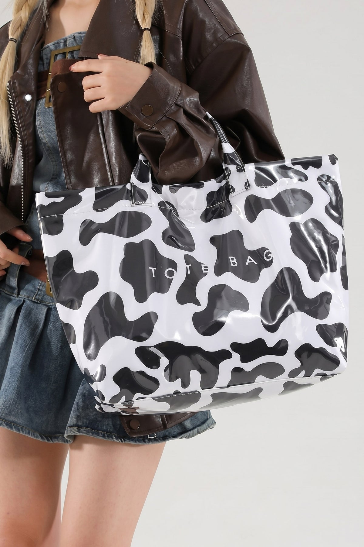 White Zebra Print Travel Tote Bag