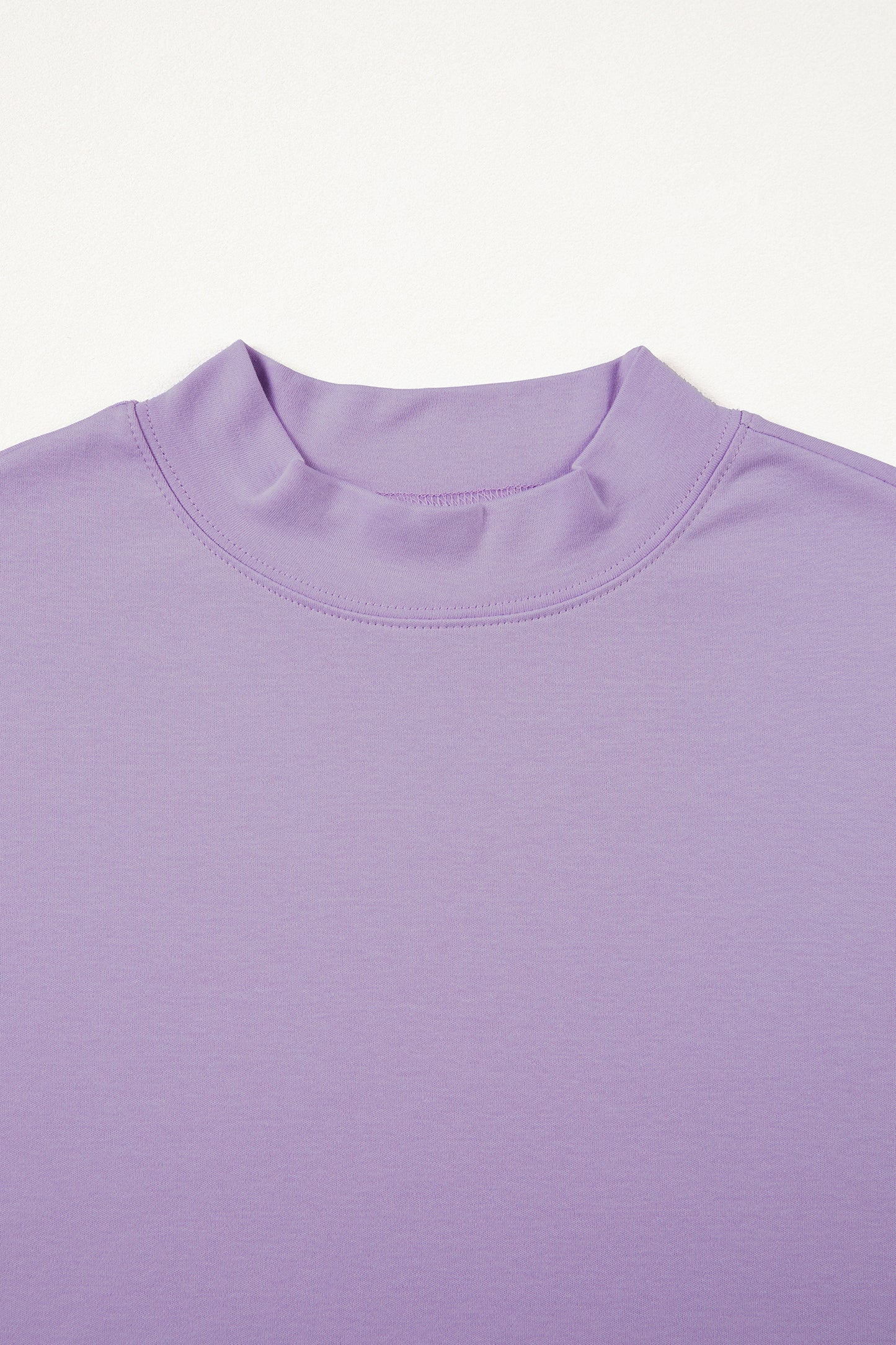 Dark Blue Solid Color High Neck Oversize Tee