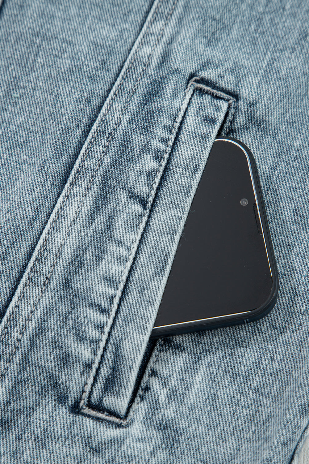 Myosotis Button Flap Pocket Frayed Detail Denim Vest