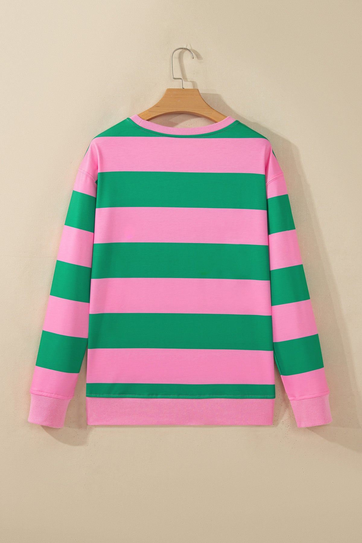 Red Stripe holly jolly Letter Embroidered Pullover Sweatshirt