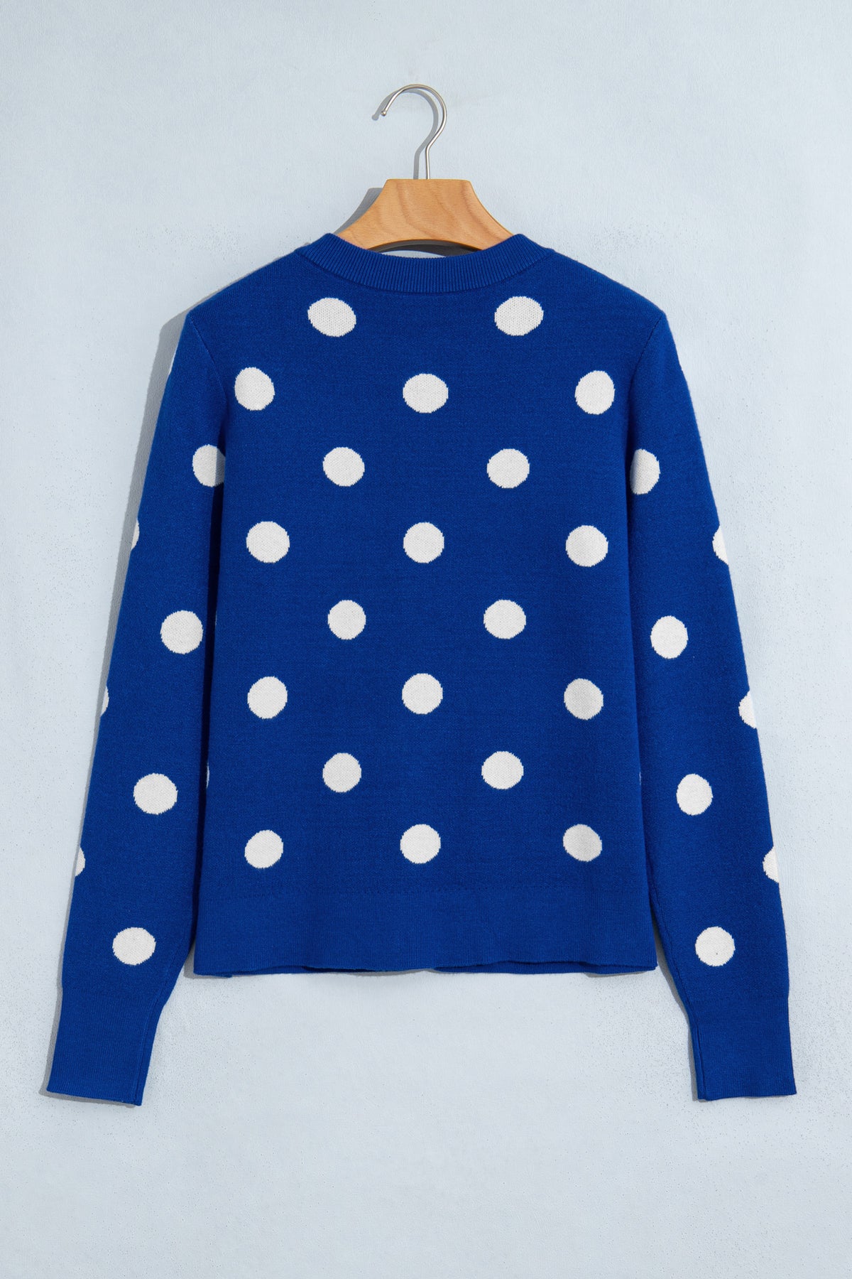 Yellow Cream Casual Polka Dot Button Front Long Sleeve Sweater Cardigan