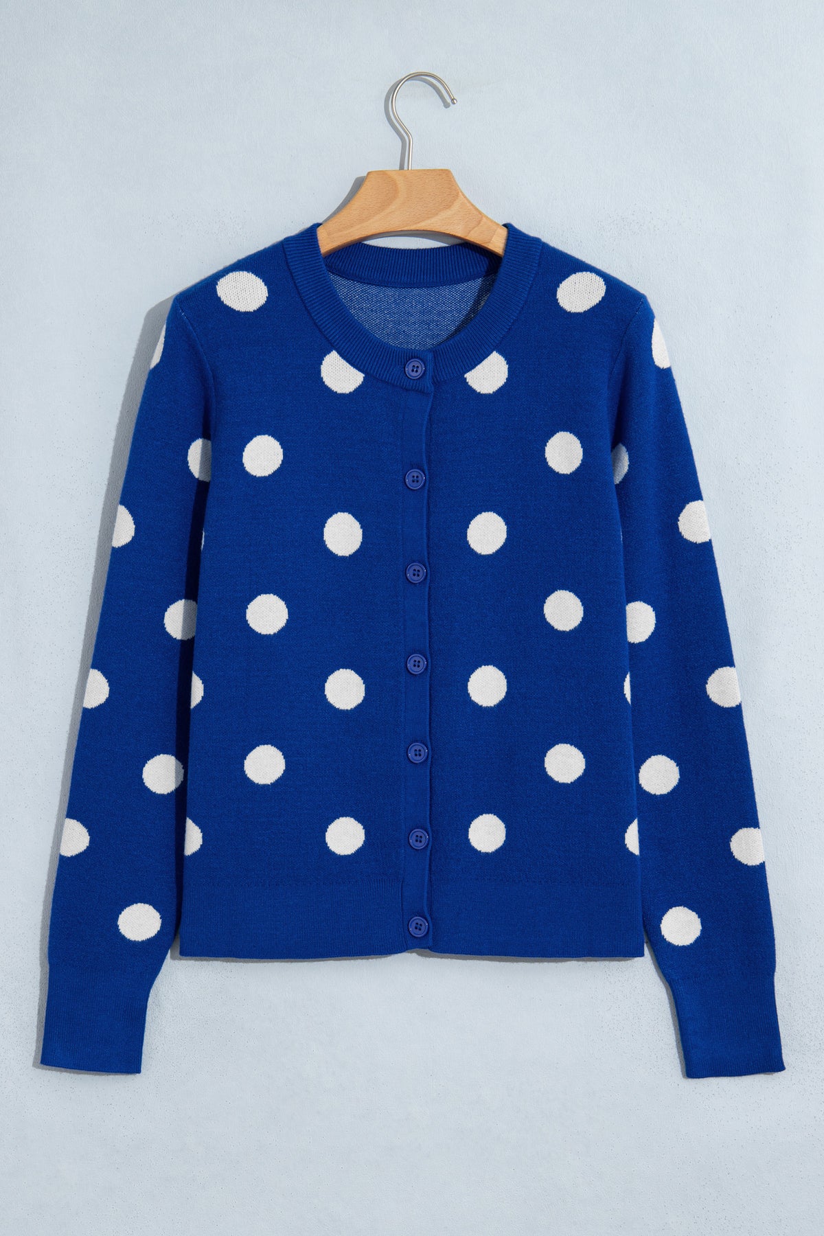 Yellow Cream Casual Polka Dot Button Front Long Sleeve Sweater Cardigan
