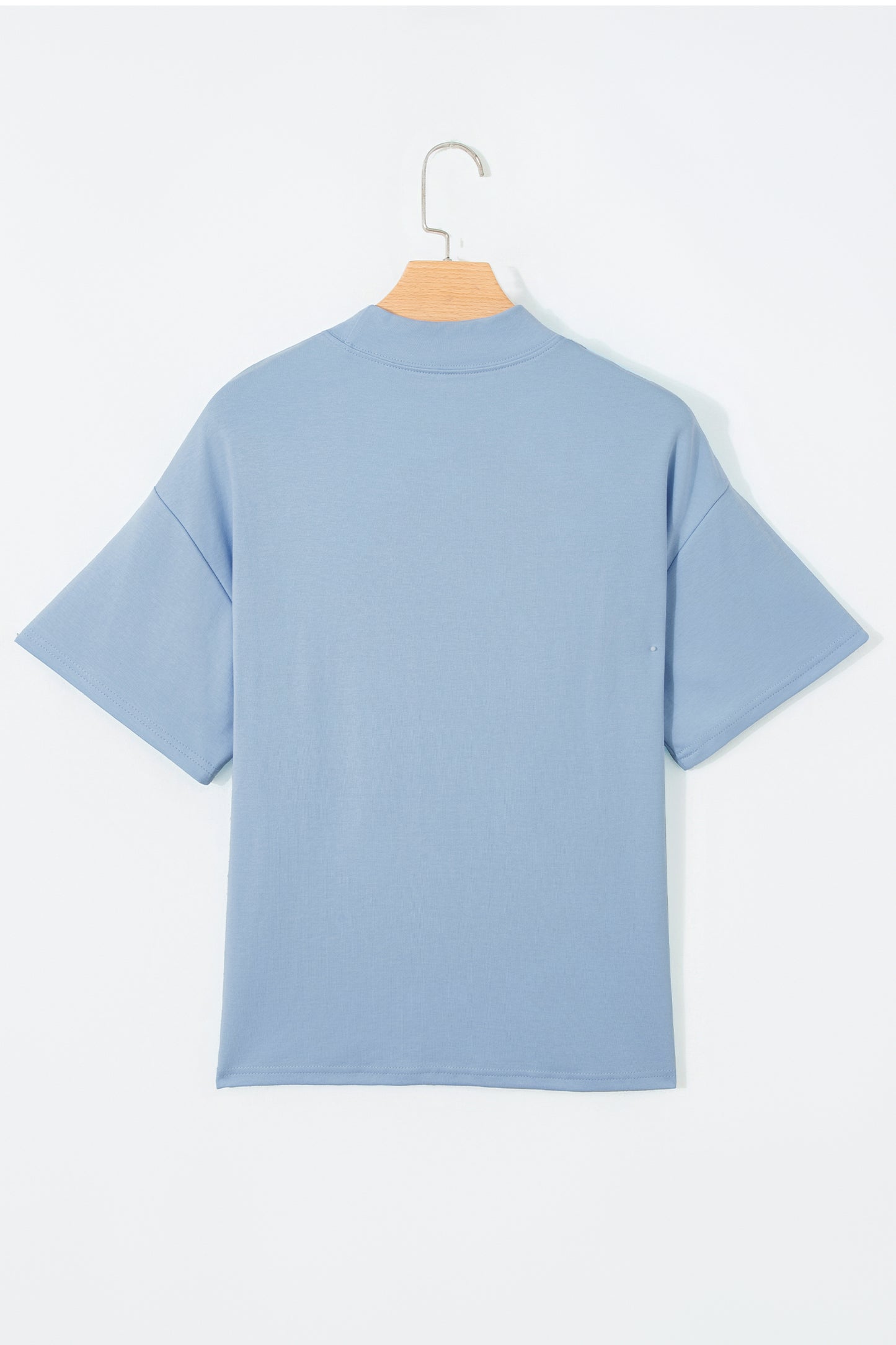 Dark Blue Solid Color High Neck Oversize Tee