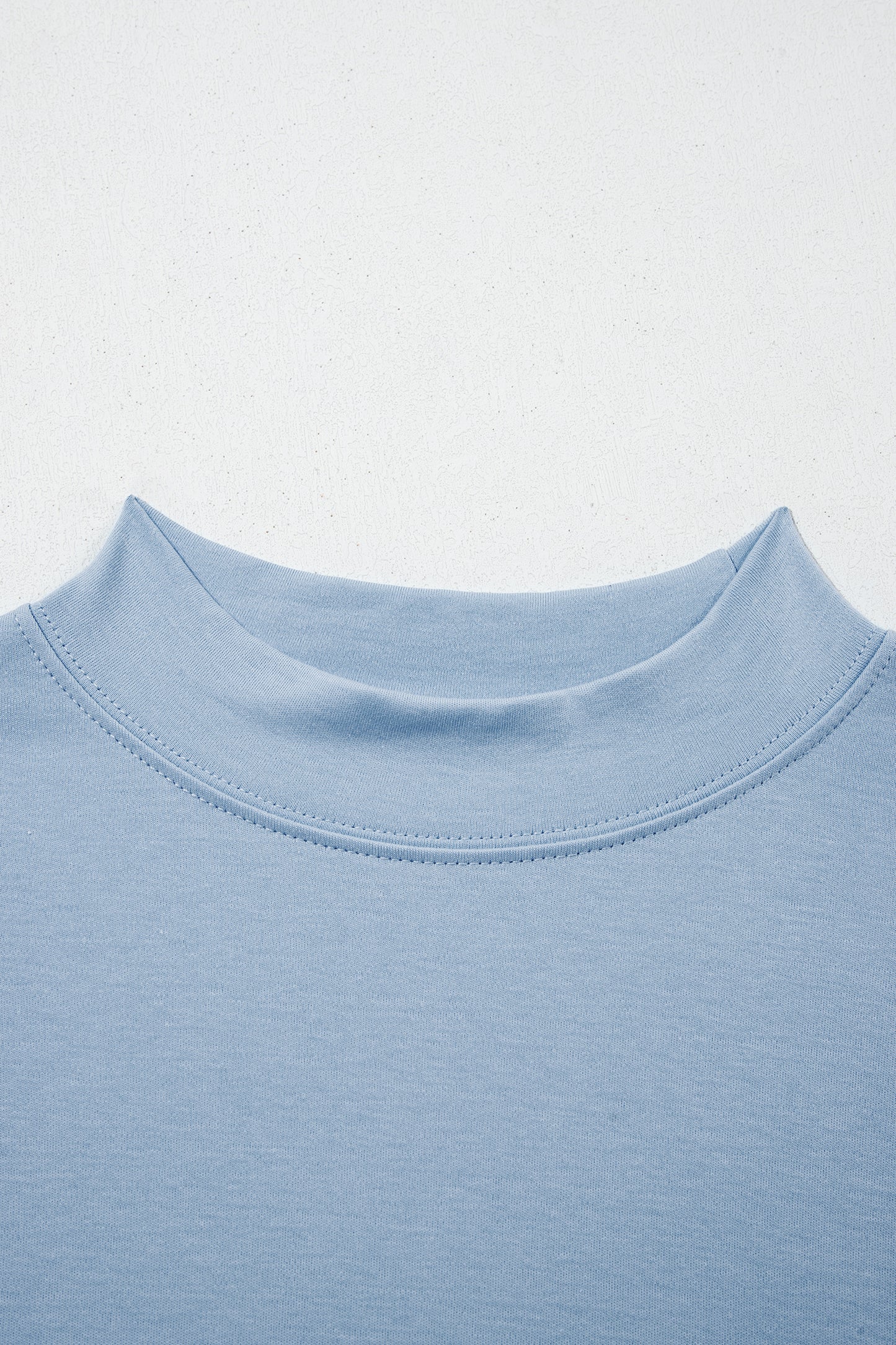 Dark Blue Solid Color High Neck Oversize Tee