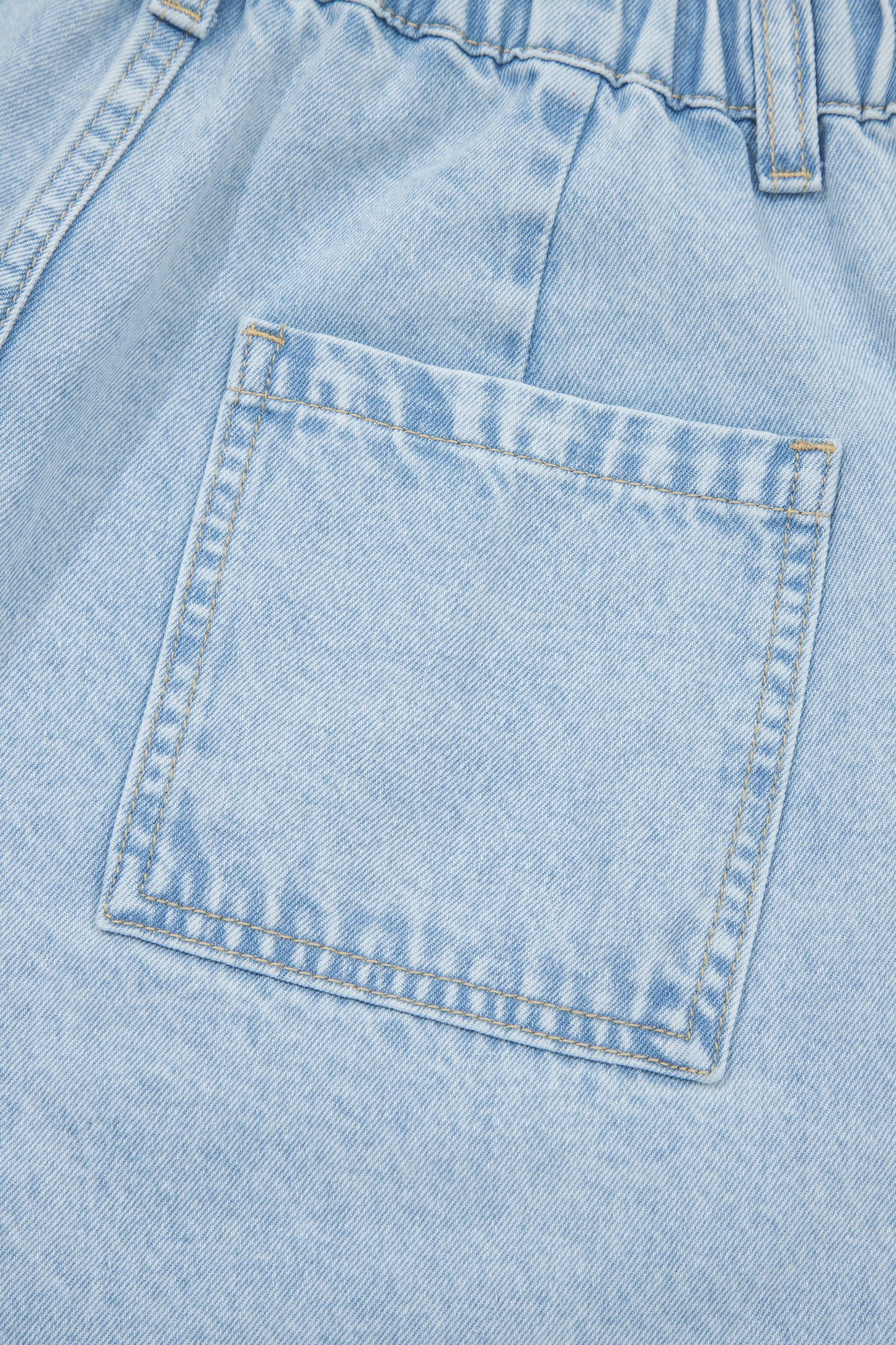 Beau Blue Studded Side Slit Leg Frayed Pocketed Wide Leg Jeans