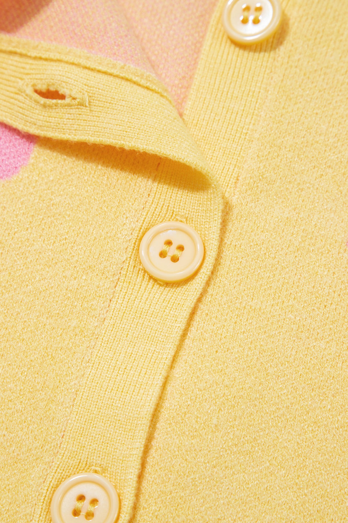 Yellow Cream Casual Polka Dot Button Front Long Sleeve Sweater Cardigan