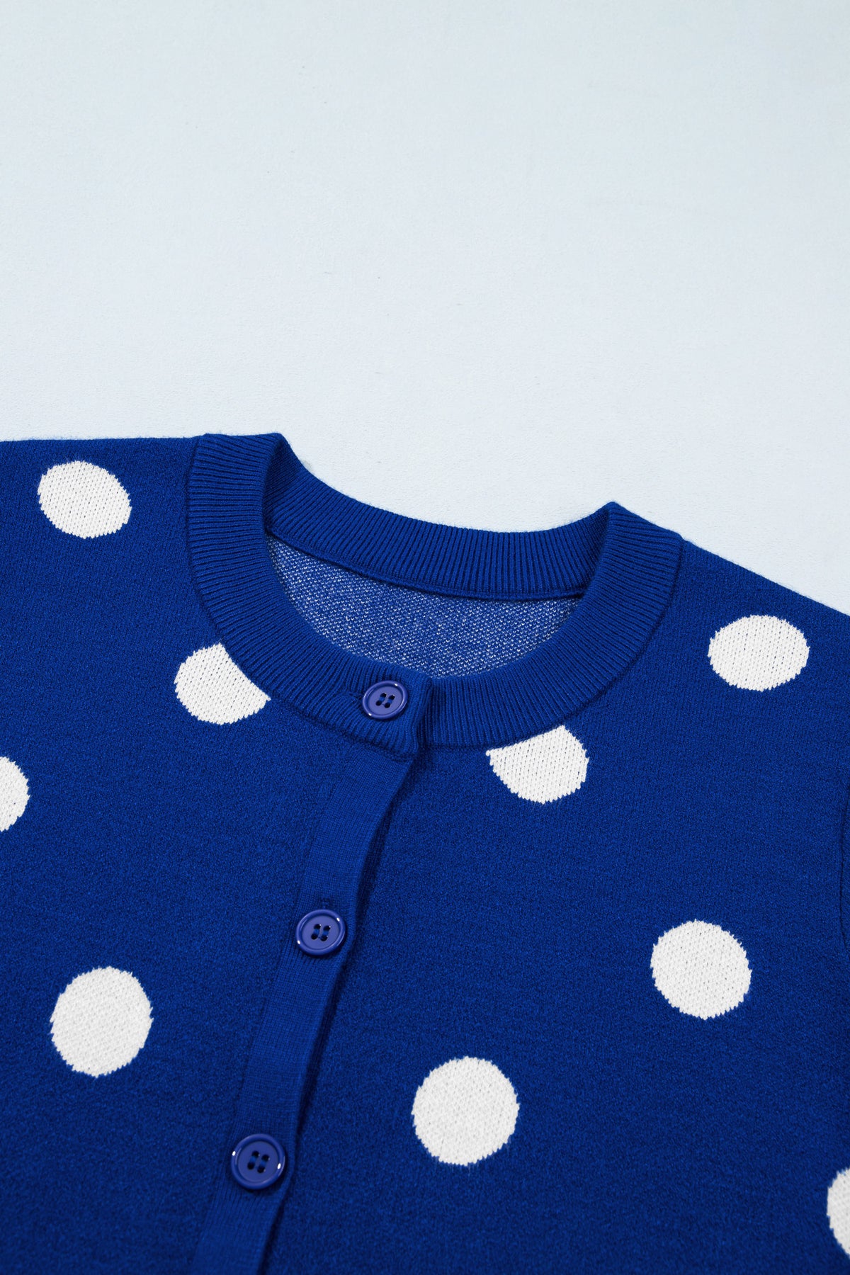 Yellow Cream Casual Polka Dot Button Front Long Sleeve Sweater Cardigan