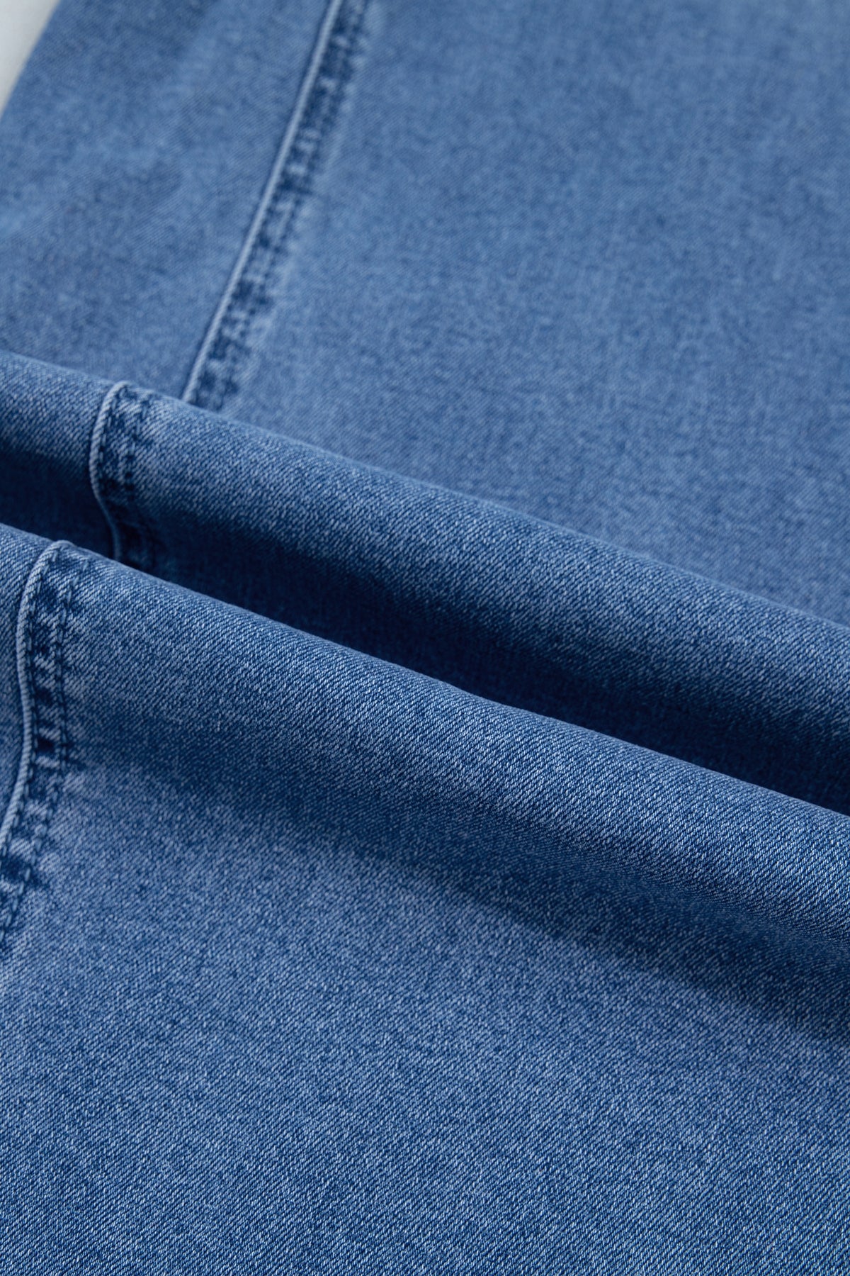 Beau Blue Solid Patchwork Grommet Tie Waist Loose Ankle-Length Jeans