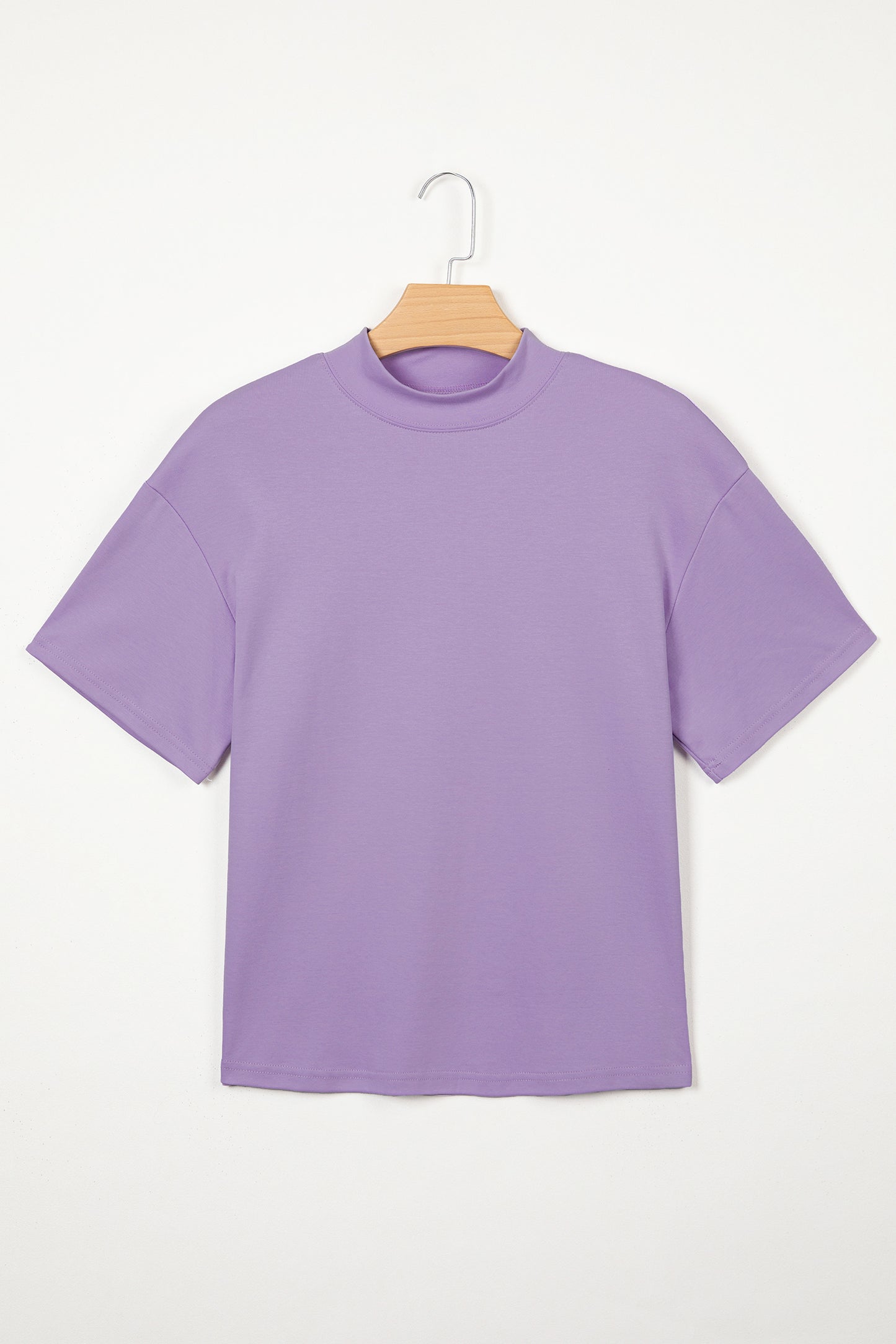 Dark Blue Solid Color High Neck Oversize Tee