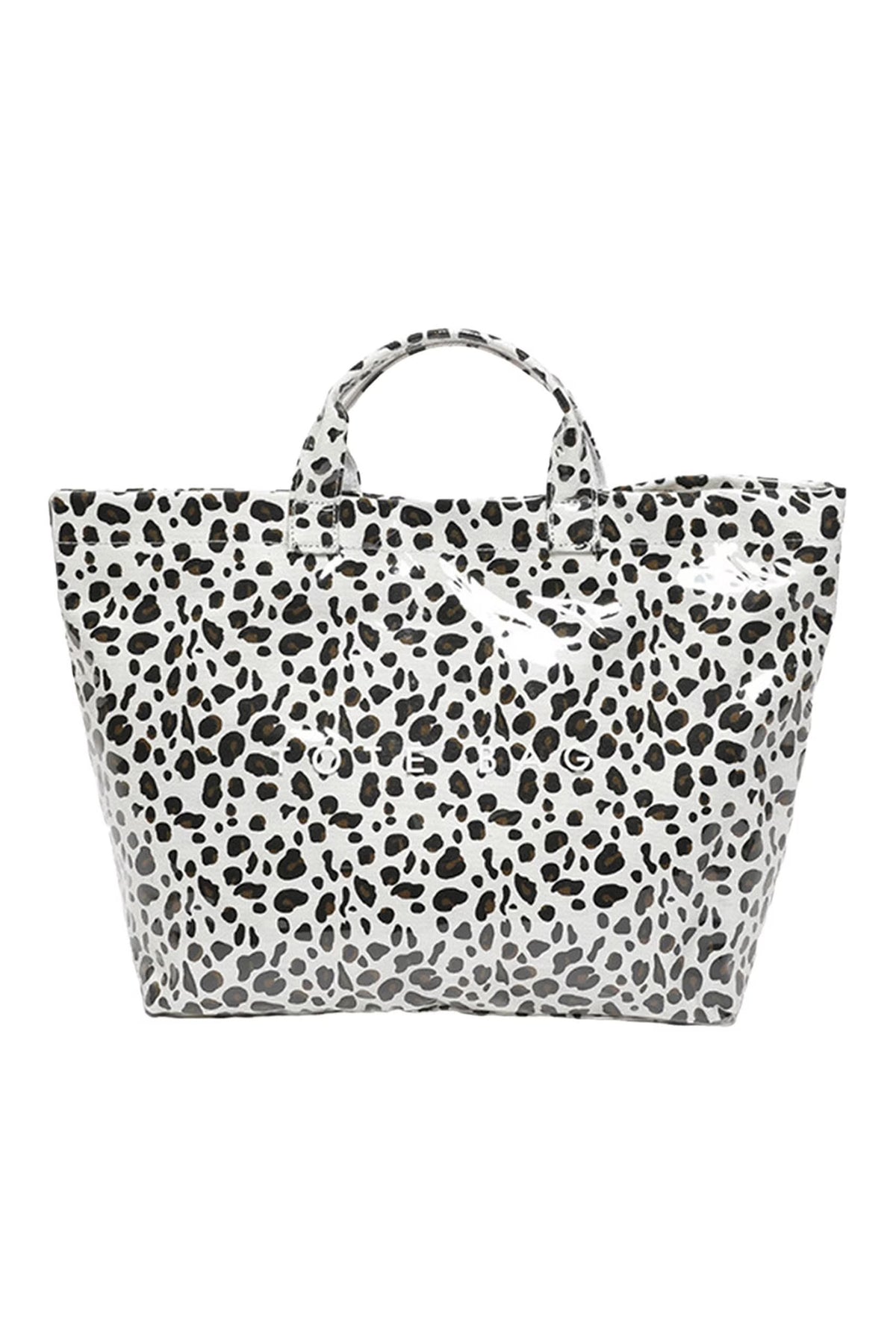 White Leopard PU Leather Water Proof Tote Bag