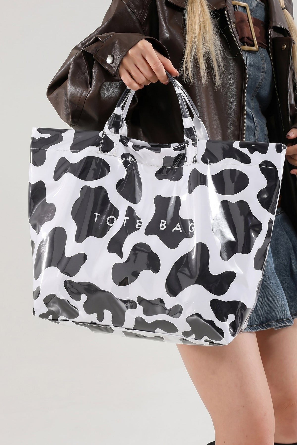 White Zebra Print Travel Tote Bag
