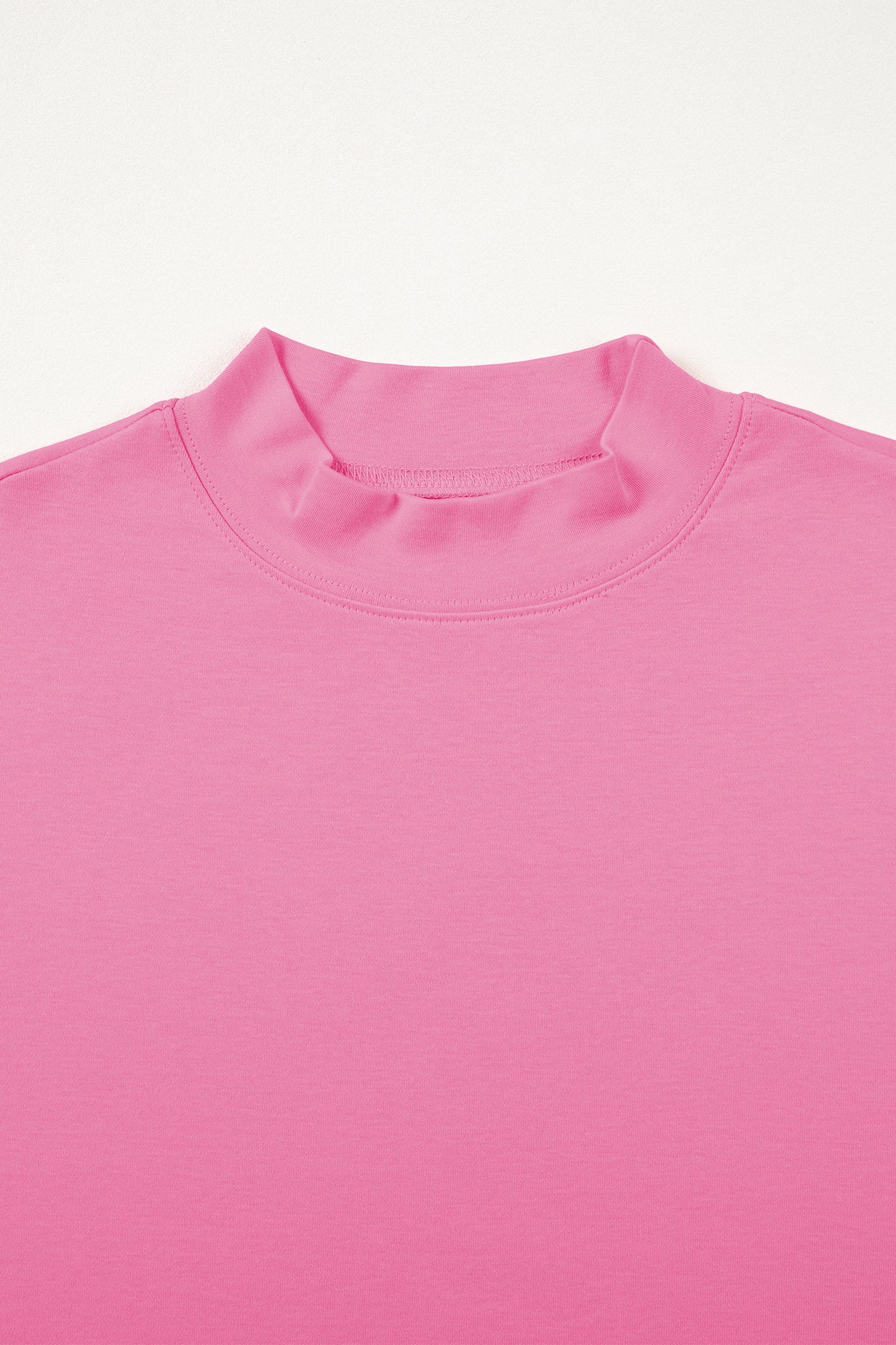 Dark Blue Solid Color High Neck Oversize Tee