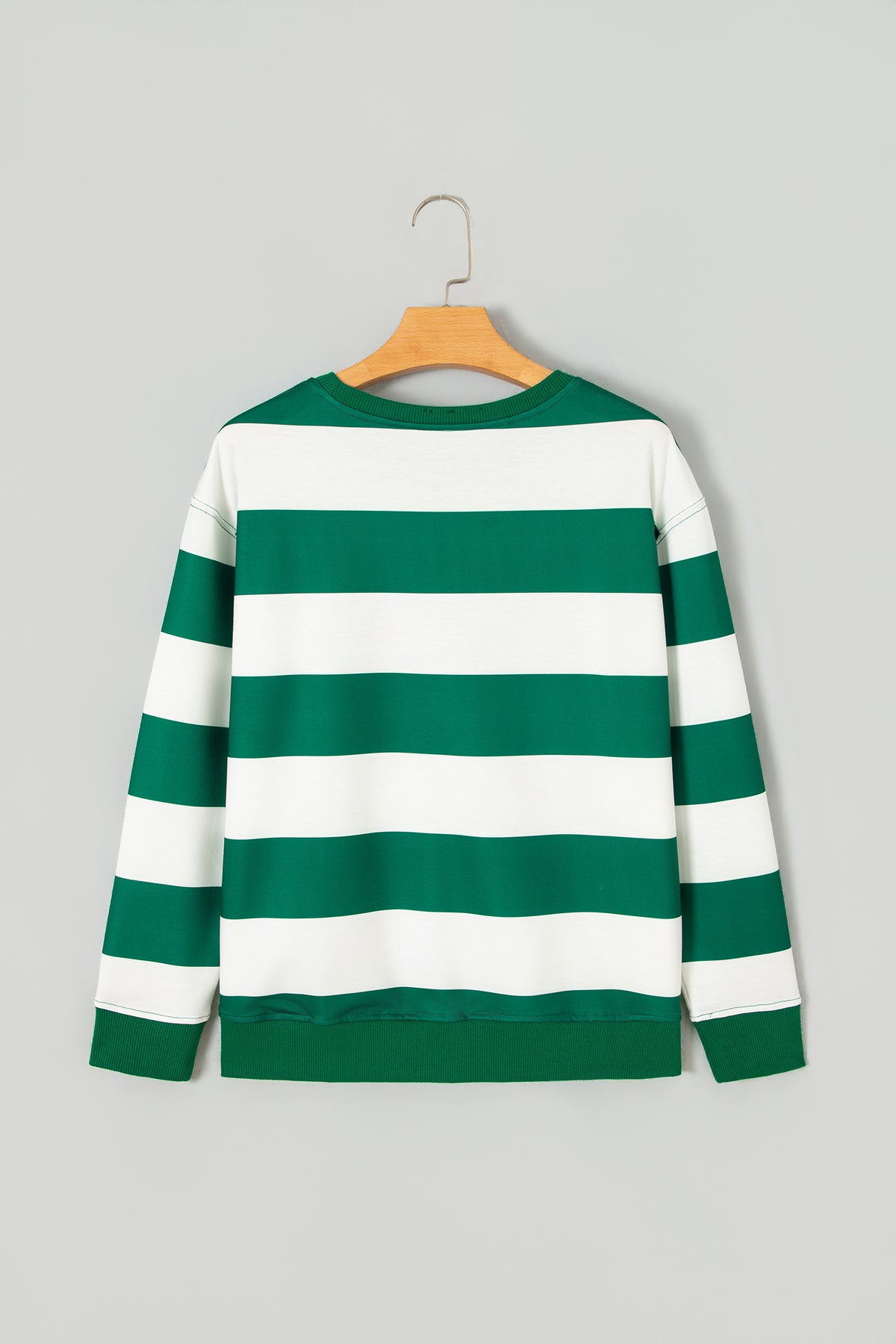 Red Stripe holly jolly Letter Embroidered Pullover Sweatshirt