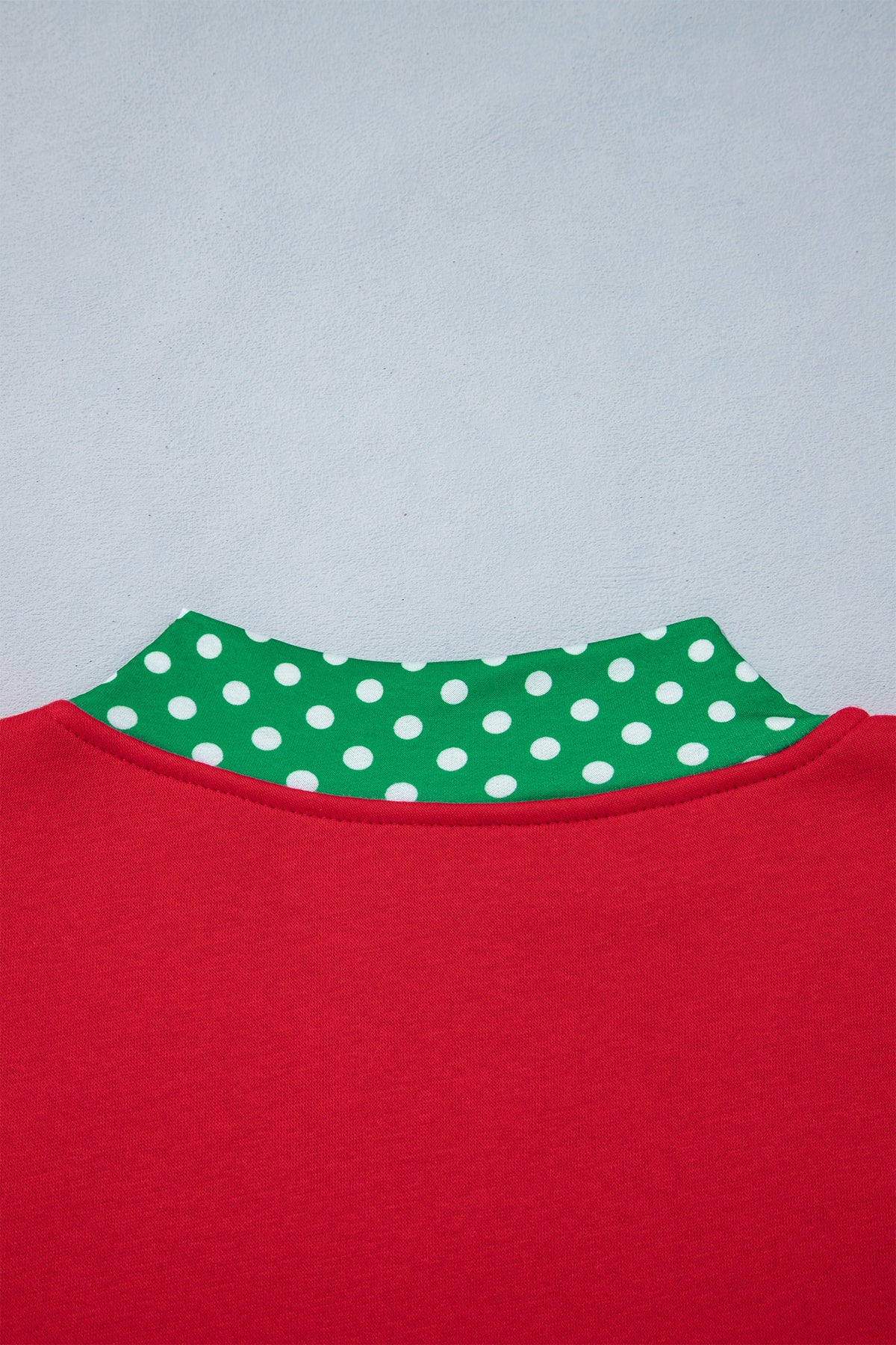 Grapefruit Orange Polka Dot Letter Print Contrast Trim Mock Neck Sweatshirt