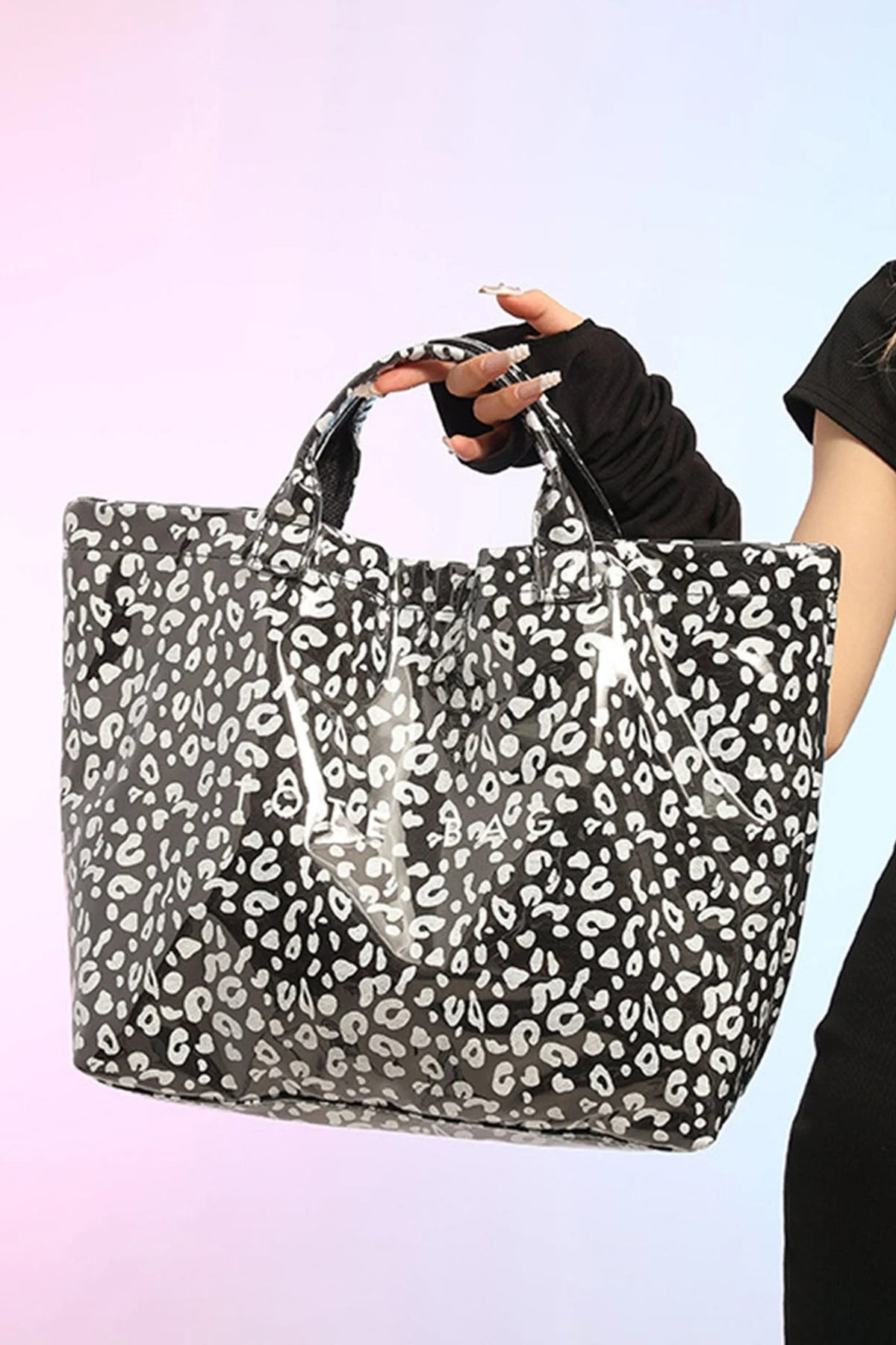 White Leopard PU Leather Water Proof Tote Bag