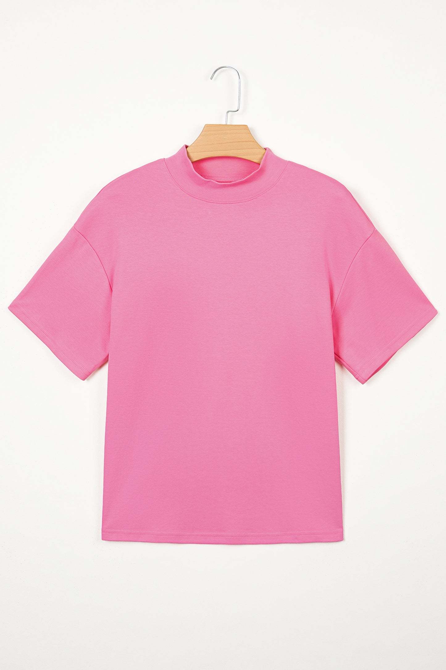 Dark Blue Solid Color High Neck Oversize Tee