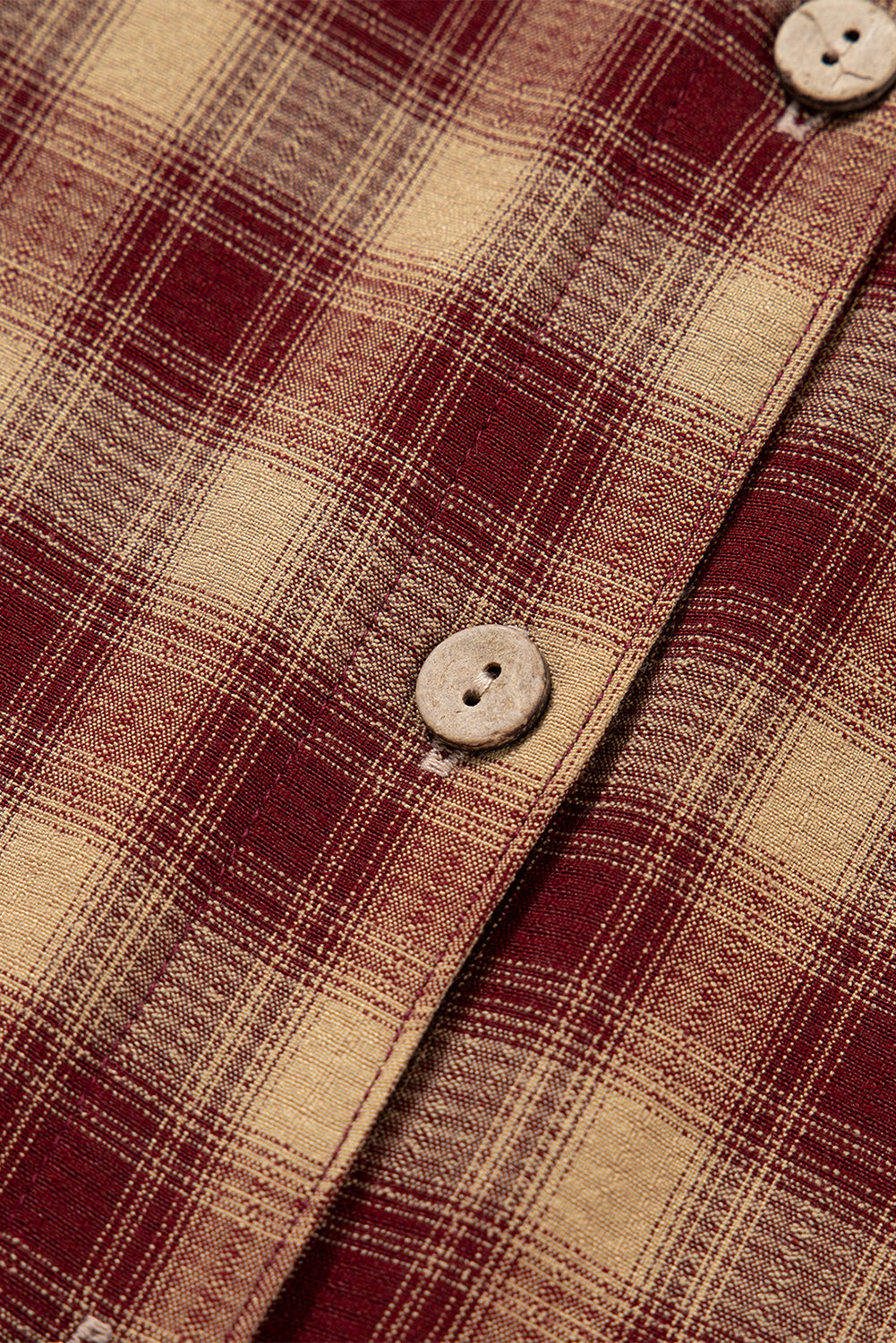 Red Plaid Print Ruffled Long Sleeve Patchwork Hem Mini Shirt Dress