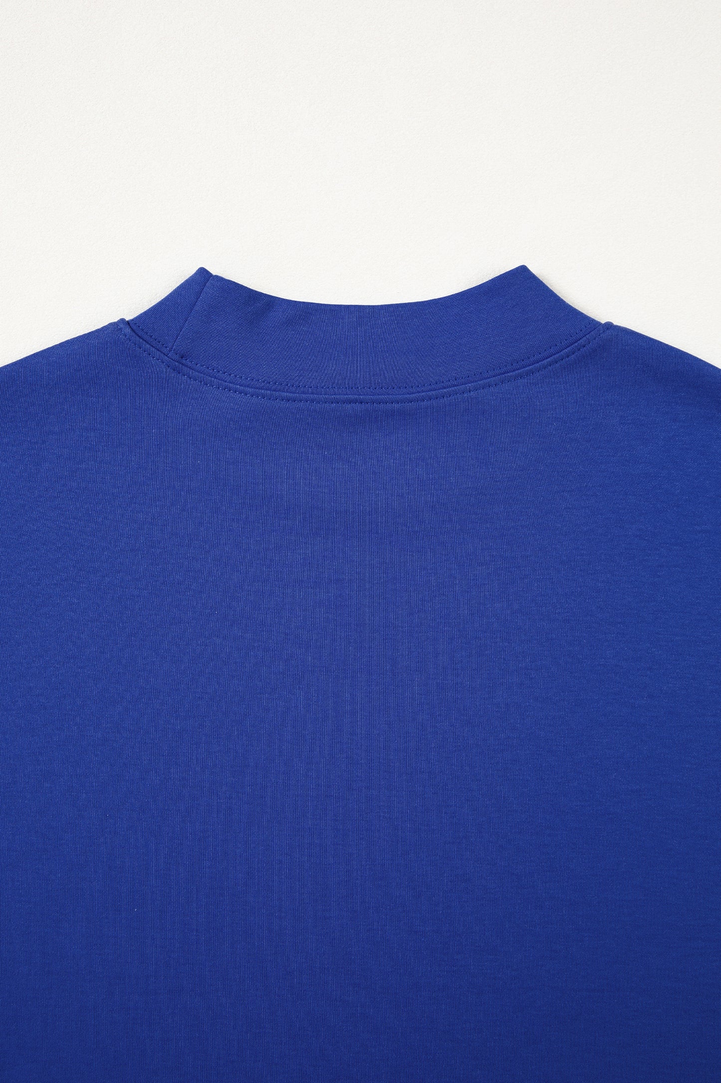 Dark Blue Solid Color High Neck Oversize Tee